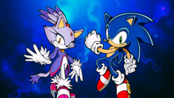 Size: 1192x670 | Tagged: safe, artist:soniclover82, blaze the cat, sonic the hedgehog, alternate version, duo, wallpaper