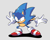 Size: 2305x1825 | Tagged: safe, artist:jaqartdood, sonic the hedgehog, 2021, arms out, classic sonic, classic sonic (universe), frown, grey background, looking offscreen, posing, shadow (lighting), signature, simple background, solo, standing