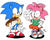Size: 2223x1758 | Tagged: safe, artist:jaqartdood, amy rose, sonic the hedgehog, 2022, chewing, chili dog, classic amy, classic sonic, classic sonic (universe), duo, eating, flat colors, food, hand on hip, holding something, looking offscreen, open smile, shadow (lighting), signature, simple background, smile, smiling at viewer, standing, v sign, white background, wink