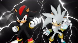 Size: 1920x1080 | Tagged: safe, artist:soniclover82, shadow the hedgehog, silver the hedgehog, 3d, duo, wallpaper