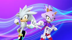 Size: 1920x1080 | Tagged: safe, artist:nibroc-rock, artist:soniclover82, blaze the cat, silver the hedgehog, 3d, duo, wallpaper