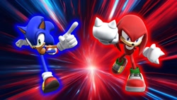 Size: 1920x1080 | Tagged: safe, artist:soniclover82, knuckles the echidna, sonic the hedgehog, 3d, duo, wallpaper
