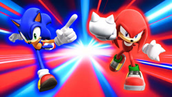 Size: 1192x670 | Tagged: safe, artist:soniclover82, knuckles the echidna, sonic the hedgehog, 3d, alternate version, duo, wallpaper