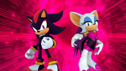 Size: 1192x670 | Tagged: safe, artist:soniclover82, rouge the bat, shadow the hedgehog, 3d, alternate version, duo, wallpaper