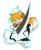 Size: 800x970 | Tagged: safe, artist:ladygt, miles "tails" prower, 2011, blade, bleach (anime), blue outline, close-up, crossover, from above, frown, holding something, looking offscreen, looking up, male, outline, simple background, solo, standing, weapon, zangetsu