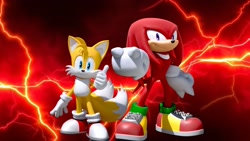 Size: 1920x1080 | Tagged: safe, artist:soniclover82, knuckles the echidna, miles "tails" prower, 3d, duo, wallpaper