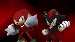 Size: 1920x1080 | Tagged: safe, artist:soniclover82, knuckles the echidna, shadow the hedgehog, 3d, duo, wallpaper