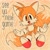 Size: 2048x2048 | Tagged: safe, artist:sugarbee908, miles "tails" prower, fox, 2025, classic sonic (universe), classic tails, dialogue, english text, flying, male, mid-air, mouth open, open smile, smile, smiling at viewer, solo, spinning tails, talking, talking to viewer, text