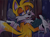 Size: 800x595 | Tagged: safe, artist:cakeb00, miles "tails" prower, fox, 2023, abstract background, alignment swap, looking back, male, mouth open, open smile, outdoors, rain, redraw, rock, shrugging, smile, solo, standing, there's something about amy, tree