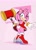 Size: 1605x2217 | Tagged: suggestive, artist:pumpkinspice751, amy rose, alternate version, devil horns (gesture), flat colors, panties, piko piko hammer, solo, upskirt, wink