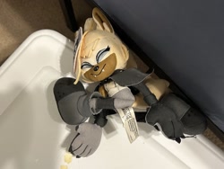 Size: 2048x1536 | Tagged: safe, artist:jane_trademark, whisper the wolf, 2025, adventure pose, irl, posing, solo, stuffed animal