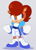Size: 2665x3655 | Tagged: safe, artist:cerberustheterrible, sally acorn, grey background, obtrusive watermark, simple background, smile, solo, watermark