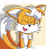 Size: 750x739 | Tagged: artist needed, safe, miles "tails" prower, fox, human, chest fluff, disembodied hand, fangs, gloves, head pat, male, petting, solo focus, tailabetes