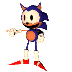 Size: 498x498 | Tagged: safe, sonic the hedgehog, oc, oc:rewrite sonic, hedgehog, 3d, animated, creepy, creepy smile, looking at viewer, male, pointing, smile, staring into your soul, transparent background
