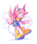 Size: 1394x1644 | Tagged: safe, artist:omellopi, oc, oc:pearl the hawk, bird, 2025, abstract background, bandaid, bandaid on knee, bandaid over nose, clothes, eyelashes, female, gloves, hair up, hawk, mouth open, oc only, open smile, overalls, pigtails, shirt, shoes, signature, smile, smiling at viewer, socks, solo, solo female, waving, waving at viewer, wings
