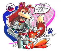 Size: 1280x1065 | Tagged: safe, artist:oldheaded, miles "tails" prower, colleen (road rovers), collie, road rovers