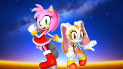 Size: 1192x670 | Tagged: safe, artist:soniclover82, amy rose, cream the rabbit