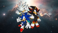 Size: 1920x1080 | Tagged: safe, artist:soniclover82, shadow the hedgehog, silver the hedgehog, sonic the hedgehog