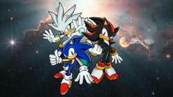 Size: 1192x670 | Tagged: safe, artist:soniclover82, shadow the hedgehog, silver the hedgehog, sonic the hedgehog