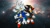 Size: 1192x670 | Tagged: safe, artist:soniclover82, shadow the hedgehog, silver the hedgehog, sonic the hedgehog, clenched teeth, frown, looking at viewer, needs more jpeg, smile, smiling at viewer, space, thumbs up, trio