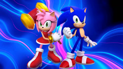 Size: 1192x670 | Tagged: safe, artist:soniclover82, amy rose, sonic the hedgehog
