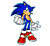 Size: 3342x3073 | Tagged: safe, artist:swaggness225, sonic the hedgehog, hedgehog, blue outline, frown, looking at viewer, outline, personality swap, reaching towards the viewer, signature, simple background, soap shoes, solo, uekawa style, white background