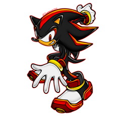 Size: 3342x3073 | Tagged: safe, artist:swaggness225, shadow the hedgehog, hedgehog, looking at viewer, outline, personality swap, signature, simple background, smile, smiling at viewer, solo, uekawa style, white background