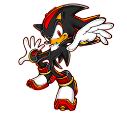 Size: 640x588 | Tagged: safe, artist:swaggness225, shadow the hedgehog, hedgehog, looking at viewer, outline, personality swap, signature, simple background, smile, smiling at viewer, solo, uekawa style, white background