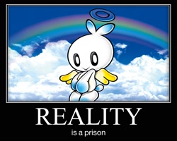 Size: 1800x1440 | Tagged: safe, sonic twitter, chao, 2021, caption, clouds, english text, hero chao, meme, photographic background, rainbow, smile, smiling at viewer, solo, text