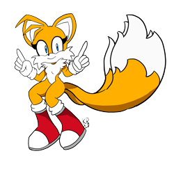Size: 4096x4096 | Tagged: safe, artist:mopishboat9911, miles "tails" prower, 2023, boots, gender swap, looking at viewer, pointing, signature, simple background, smile, smiling at viewer, solo, transparent background