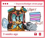 Size: 1080x915 | Tagged: safe, artist:boyscout_badger, charmy bee, flag, pride, pride flag, sketch, smile, solo, trans male, trans pride, transgender
