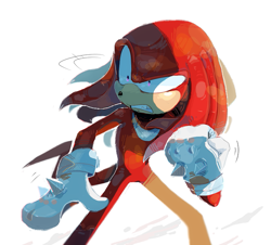 Size: 775x700 | Tagged: safe, artist:tibzonoa, knuckles the echidna, 2017, clenched fist, clenched teeth, frown, lineless, shrunken pupils, simple background, solo, standing, white background
