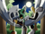 Size: 4000x3000 | Tagged: safe, artist:fartist2020, cassia the pronghorn, tangle the lemur, deer, lemur, abstract background, duo, female, grass, hammock, holding them, moon, nighttime, outdoors, pronghorn deer, sleeping, star (sky), tree