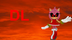 Size: 1024x576 | Tagged: safe, artist:waleedtariqmmd, amy rose, oc, oc:amy.exe, 3d, blood, mmd, solo