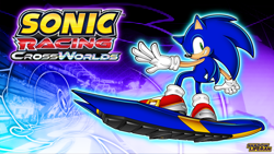 Size: 4000x2250 | Tagged: safe, artist:shadowlifeman, sonic the hedgehog, 2025, echo background, extreme gear, signature, smile, smiling at viewer, solo, sonic racing crossworlds, uekawa style