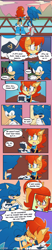 Size: 1008x4872 | Tagged: safe, artist:risziarts, sally acorn, sonic the hedgehog, chipmunk, hedgehog, 2024, blushing, comic, dialogue, duo, english text, hugging, lake, looking at nature, ring (jewelry), sally x sonic, sally's ringblader outfit, shipping, speech bubble, standing, straight, surprised
