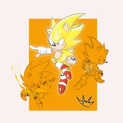 Size: 1842x1842 | Tagged: safe, artist:biolizard02, sonic the hedgehog, super sonic, 2020, classic sonic, simple background, smile, solo, super form, white background