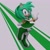Size: 1620x1620 | Tagged: safe, artist:m_ariel_e, amy rose, 2025, 3d, color swap, green amy, green fur, grey background, looking at viewer, simple background, smile, solo, standing on one leg