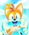 Size: 1280x1539 | Tagged: safe, artist:zoiby, miles "tails" prower, fox, 2020, clouds, daytime, eyestrain, lineless, looking at viewer, male, mouth open, open smile, reaching towards the viewer, smile, smiling at viewer, solo, solo male, standing, v sign, watermark