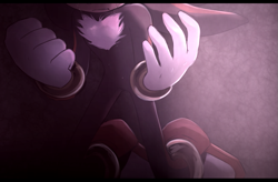 Size: 909x597 | Tagged: safe, artist:un-genesis, shadow the hedgehog, hedgehog, 2014, clenched fist, clenched teeth, crying, frown, kneeling, male, sad, solo, solo male, tears, tears of sadness