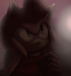 Size: 721x781 | Tagged: safe, artist:un-genesis, amy rose, hedgehog, 2013, clenched fist, dark, eyelashes, female, frown, gradient background, looking offscreen, solo, solo female