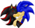 Size: 776x625 | Tagged: safe, artist:shaida-wolf, shadow the hedgehog, sonic the hedgehog, hedgehog, 2011, duo, ear fluff, eyes closed, gay, gloves off, holding each other, kiss, kiss on lips, male, shadow x sonic, shipping, simple background, white background