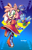 Size: 699x1080 | Tagged: safe, artist:kaithephaux, amy rose, flicky, sonic adventure, 2023, abstract background, duo, eyes closed, flying, lily, looking at viewer, mouth open, open smile, outline, smile, smiling at viewer, warrior feather, white outline