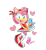 Size: 1024x1105 | Tagged: safe, artist:swiftglimmer, amy rose, flicky, sonic adventure, 2018, duo, heart, holding them, lily, lineless, looking at viewer, mouth open, open smile, signature, simple background, smile, smiling at viewer, transparent background, warrior feather