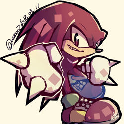 Size: 800x800 | Tagged: safe, artist:ueno020508, knuckles the echidna, 2024, clenched fists, dated, looking at viewer, signature, simple background, solo