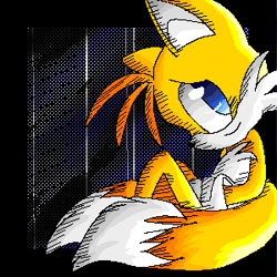 Size: 300x300 | Tagged: safe, artist:mirifuechschen, miles "tails" prower, 2006, cute, looking at viewer, sitting, smile, solo