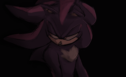 Size: 900x550 | Tagged: safe, artist:un-genesis, shadow the hedgehog, 2015, black background, dark, lidded eyes, looking offscreen, simple background, solo, standing