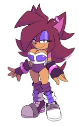 Size: 698x1114 | Tagged: safe, artist:conniesky3, oc, oc:connie the hedgehog, hedgehog, 2022, busty oc, cleavage, flat colors, looking at viewer, oc only, simple background, solo, standing, white background