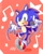 Size: 600x753 | Tagged: safe, artist:fantasiia, sonic the hedgehog, abstract background, heart, holding something, looking at viewer, microphone, mouth open, musical note, musical notes, open smile, outline, redraw, smile, smiling at viewer, solo, standing, star (symbol), white outline, wire
