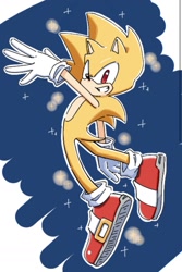 Size: 1179x1766 | Tagged: safe, artist:oudooooon427, sonic the hedgehog, super sonic, 2025, grin, looking at viewer, simple background, smile, solo, super form